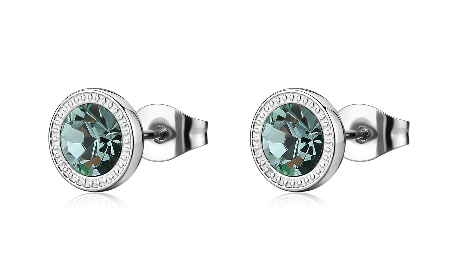 S'Agapõ Ocelové pecky se světle zeleným krystalem Lucky Light SKT65