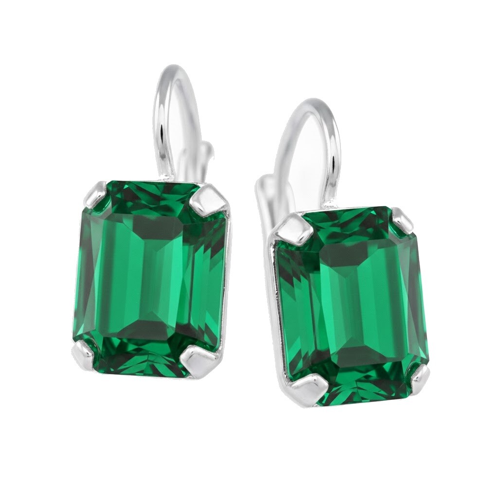 Soliter Třpytivé náušnice se zeleným krystalem 438 001 01771 0400880