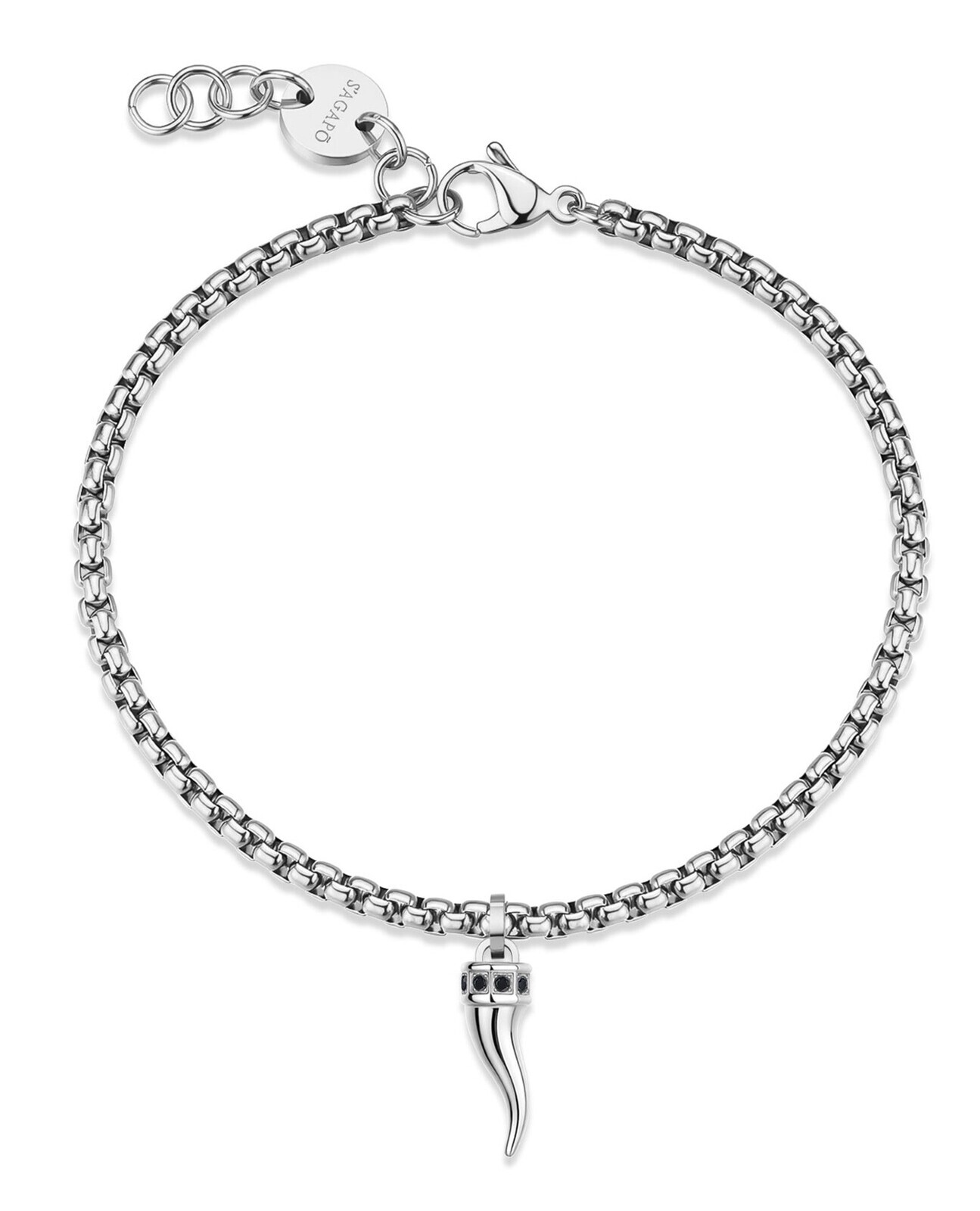 S'Agapõ Pánský ocelový náramek se zirkony Cornicello Rogue SRG40