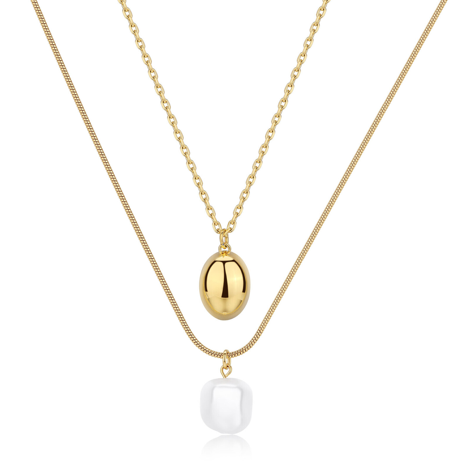 S'Agapõ Dvojitý pozlacený náhrdelník s perlou Shell Wisdom SWI42