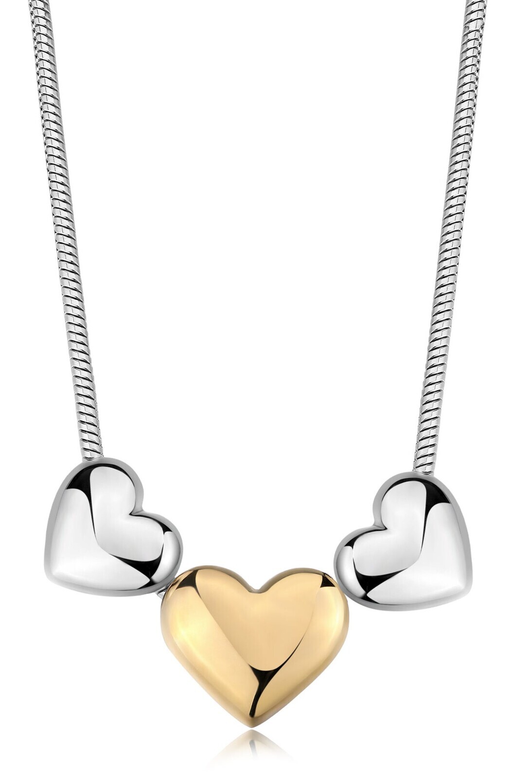 S'Agapõ Ocelový bicolor náhrdelník se srdíčky Stellar SSE58