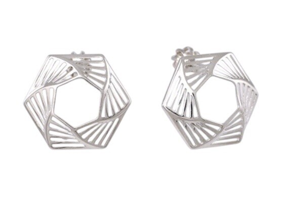 Soliter Moderní stříbrné náušnice Šestiúhelník 431 001 02761 04