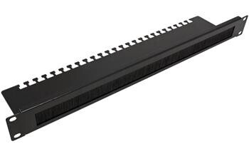 19'' kabelový vstup 1U, kartáčový, černý s vyvazovacím rámem