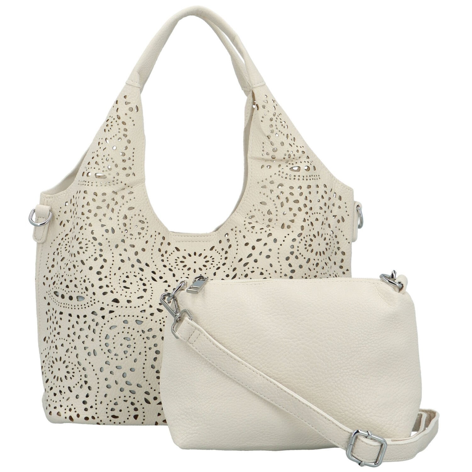 Stylový dámský koženkový set kabelek Ambrózia, krémová