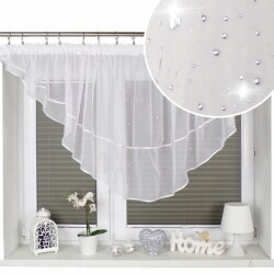 Voálová záclona bílá do oblouku se zirkony