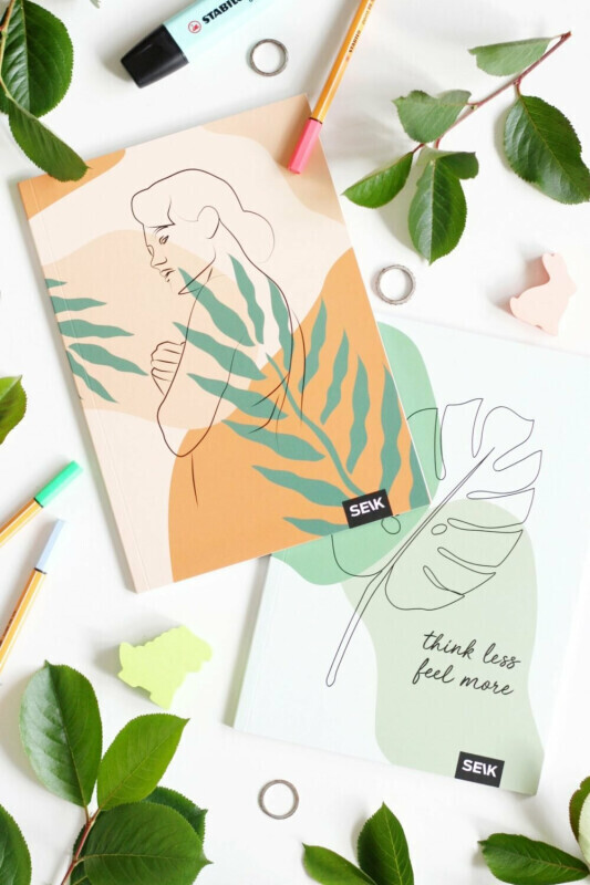 Bullet journal / zápisníky s tečkami Think less & feel more (2 ks)