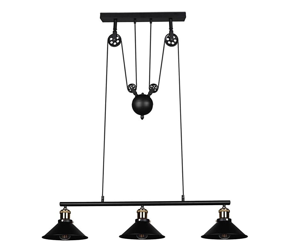Reality - Lustr na lanku POULI 3xE27/40W/230V černá R30094032