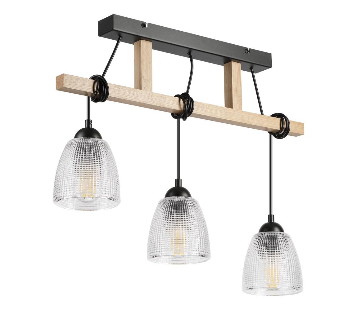 Lustr na lanku LEANDRA 3xE27/15W/230V dub/černá LM-3.300/DĄB