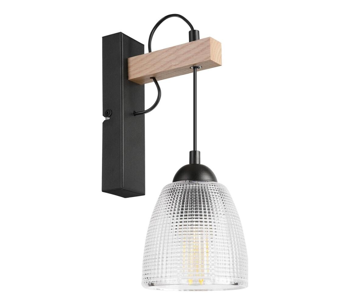 Nástěnná lampa LEANDRA 1xE27/15W/230V dub/černá KM-1.300/DĄB