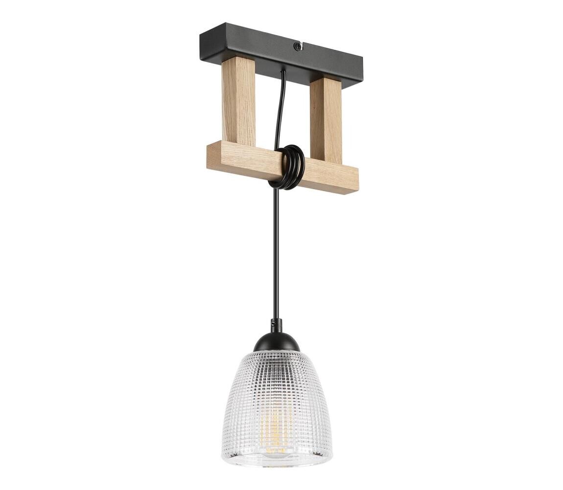 Lustr na lanku LEANDRA 1xE27/15W/230V dub/černá LM-1.300/DĄB