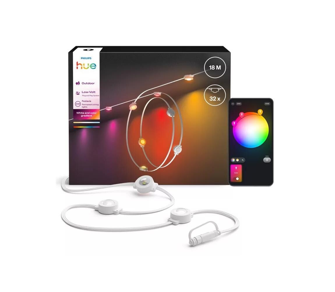 Philips - LED RGBW Stmívatelný venkovní řetěz Hue FESTAVIA 32xLED 18m IP65 872110307850600