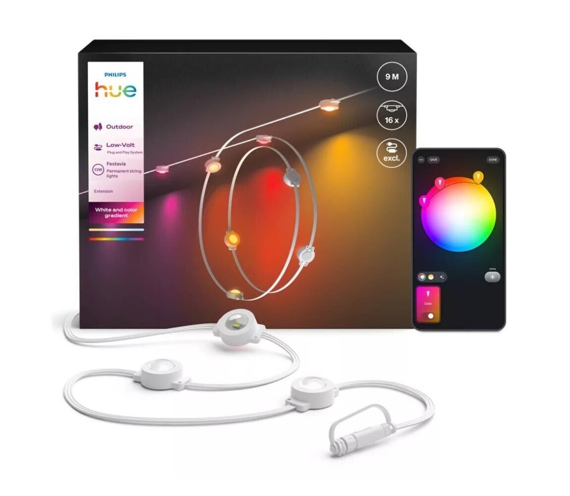 Philips - LED RGBW Prodlužovací stmív. venk. řetěz Hue FESTAVIA 16xLED 9m IP65 872110307854400
