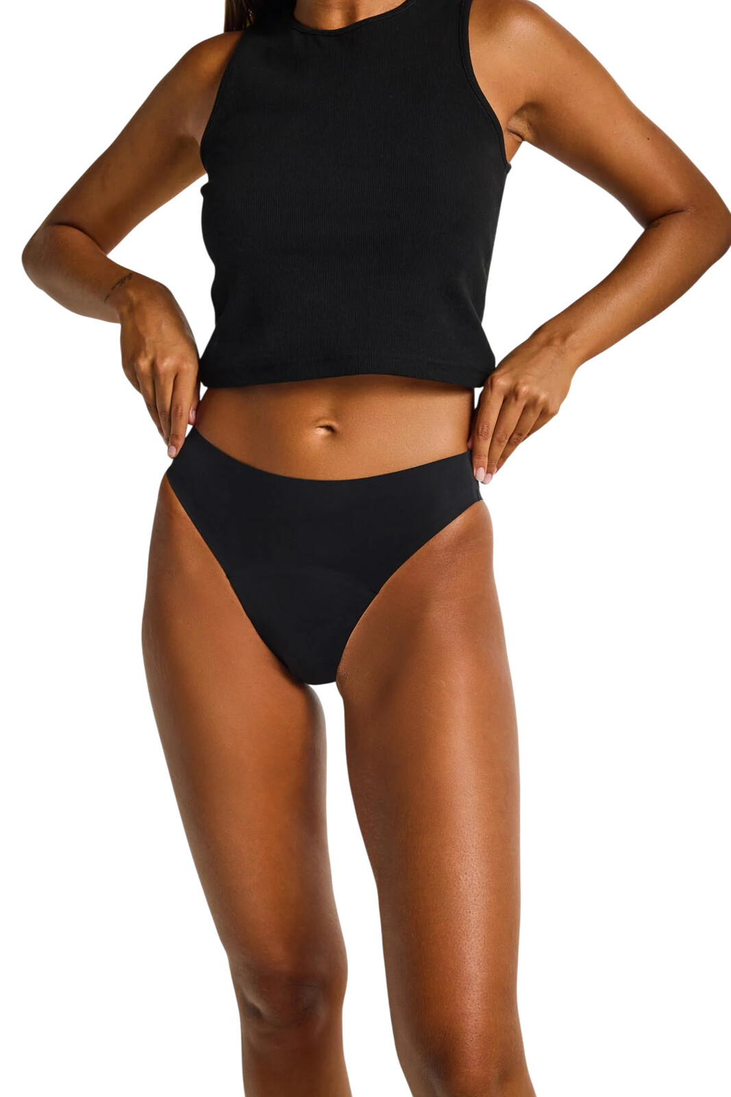 Menstruační kalhotky Modibodi Seamfree Hi Waist Cheeky Moderate Black (MKMSHWCMB) M