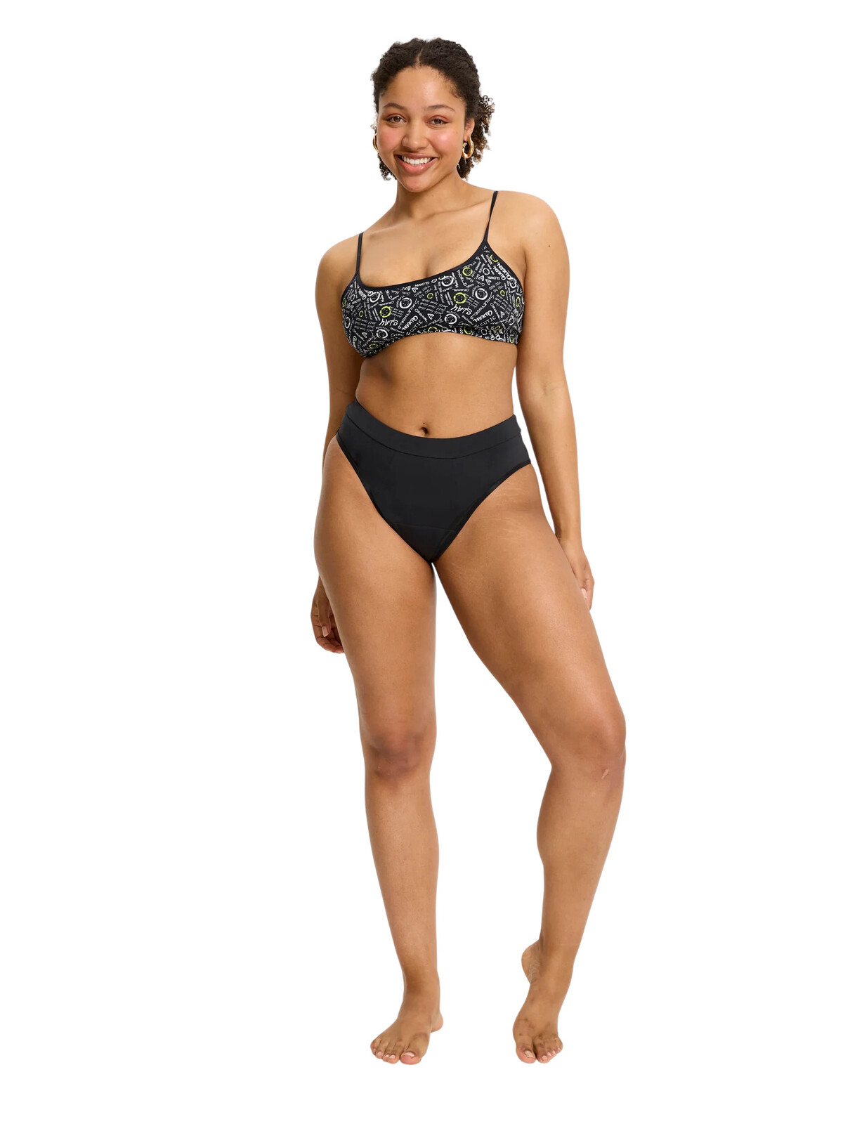 Menstruační kalhotky Modibodi Smileyworld Hi Waist Brief Super-Overnight Black (MKMSHWBSOB) XL