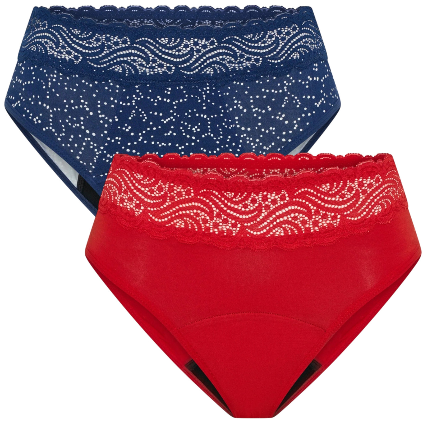 2PACK menstruační kalhotky Modibodi Sensual Hi-Waist Bikini Moderate Holiday Gifting (MKMSHWBMHG) L