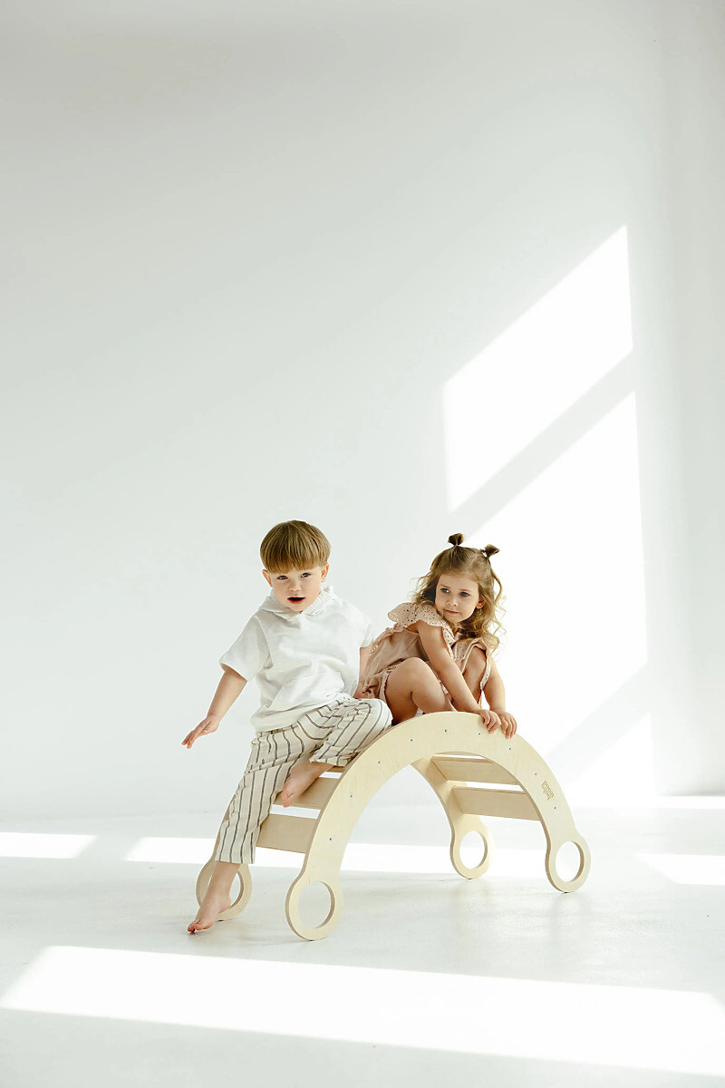 Dřevěná houpačka Montessori M - přírodní