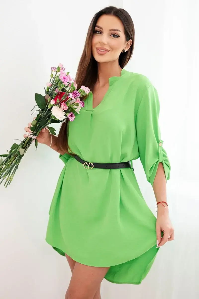 Kesi italské šaty s páskem pistáciové