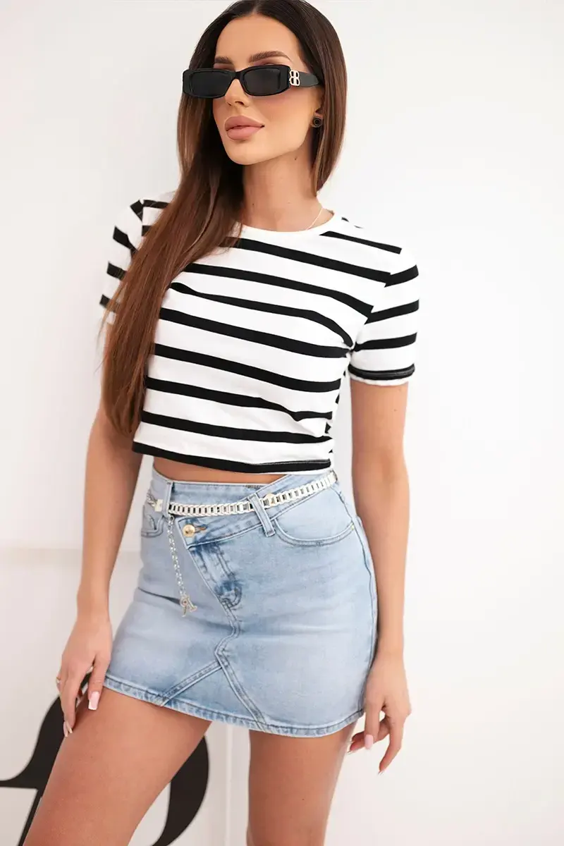 Kesi M.Sara mini džínová sukně s řetízkem