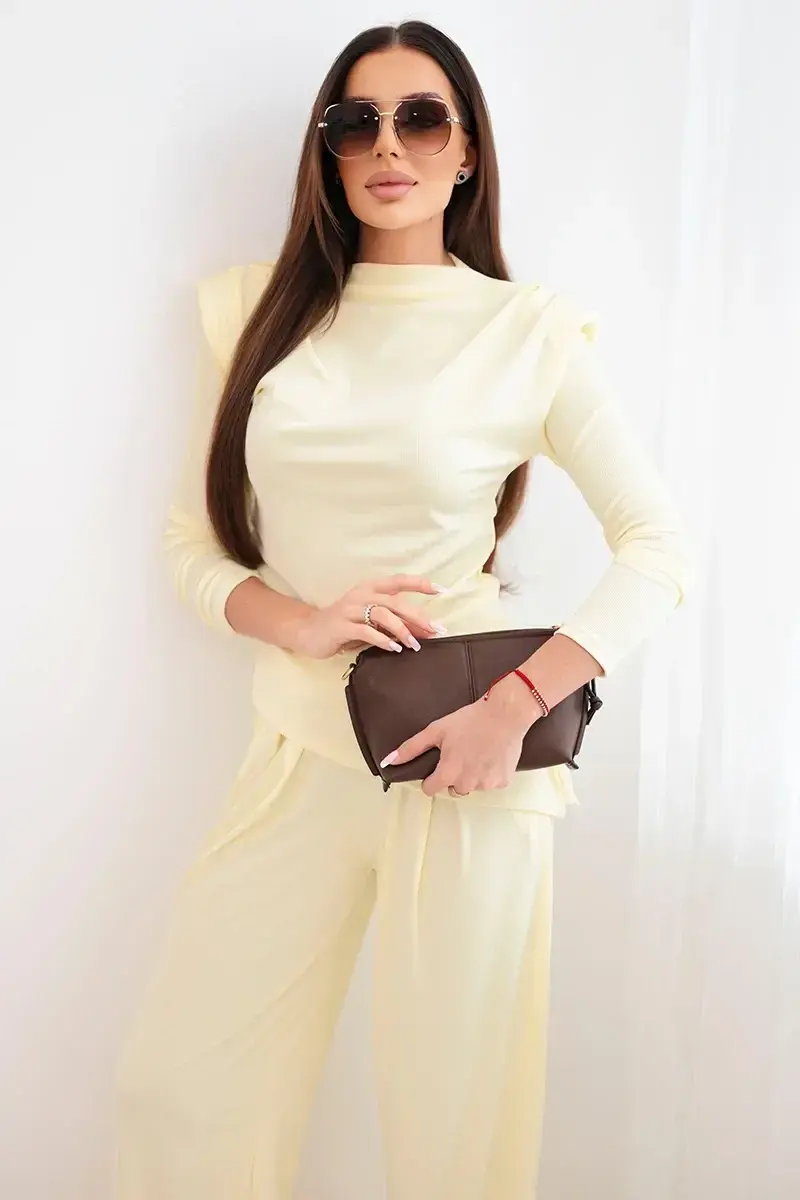 Dámský bavlněný komplet s blůzkou a širokými kalhotami