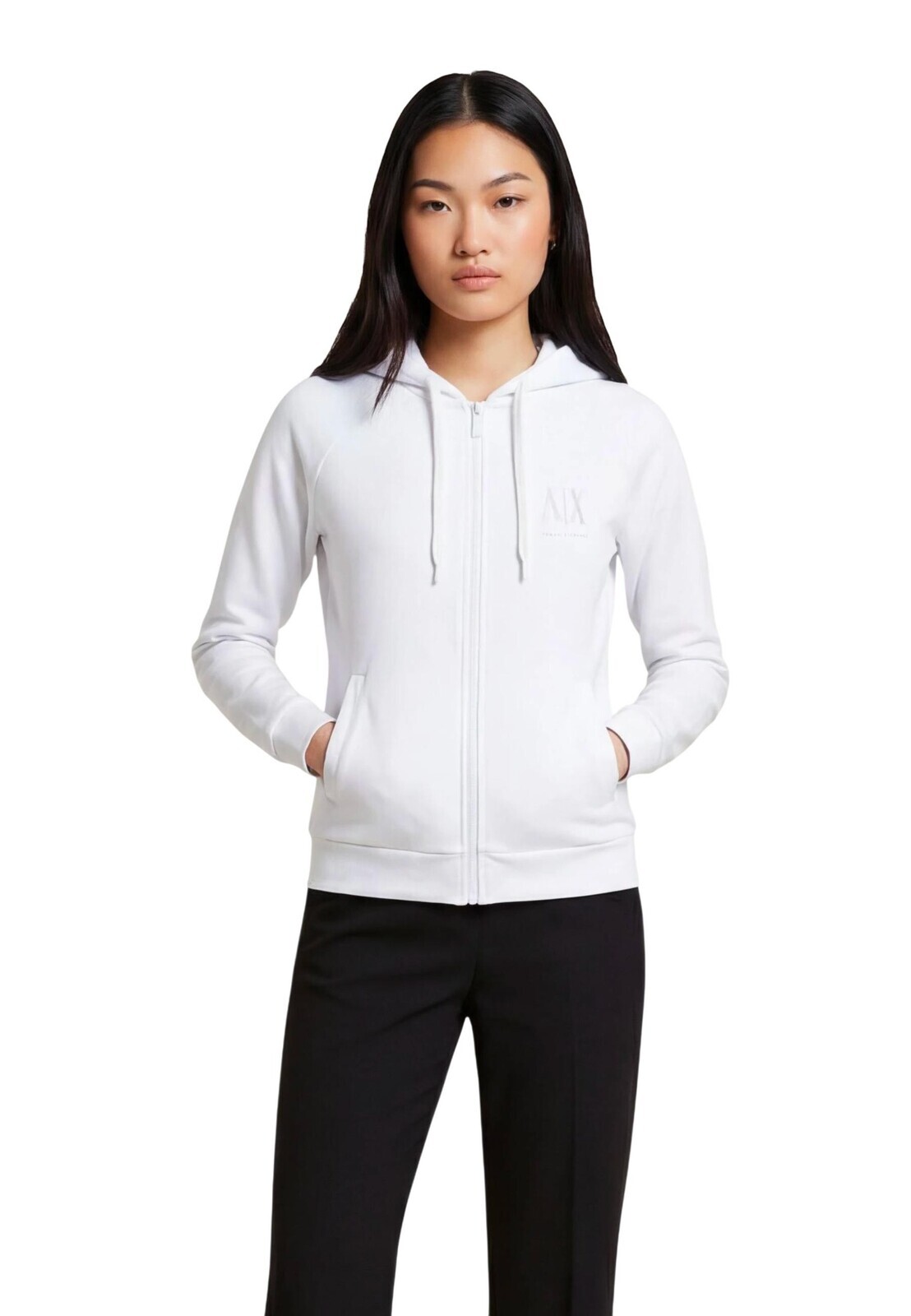 Armani Exchange bílá mikina na zip