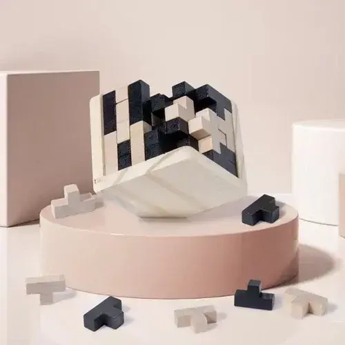 Dřevěný skládací hlavolam - Tetris