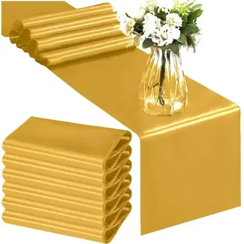 Zlatý saténový běhoun – šerpa na stůl 900 × 36 cm