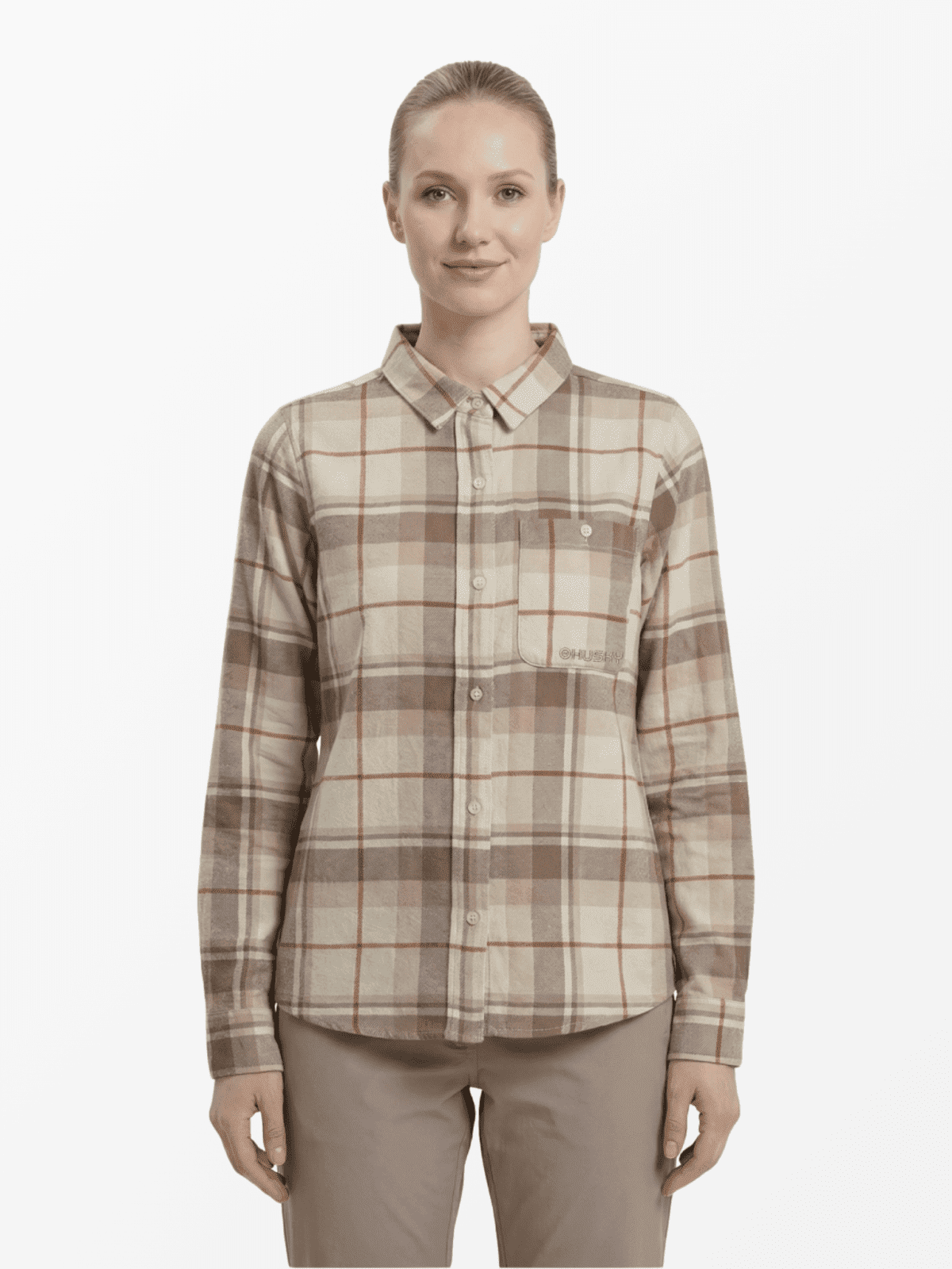 Husky Gaia L S, beige Dámská flanelová košile
