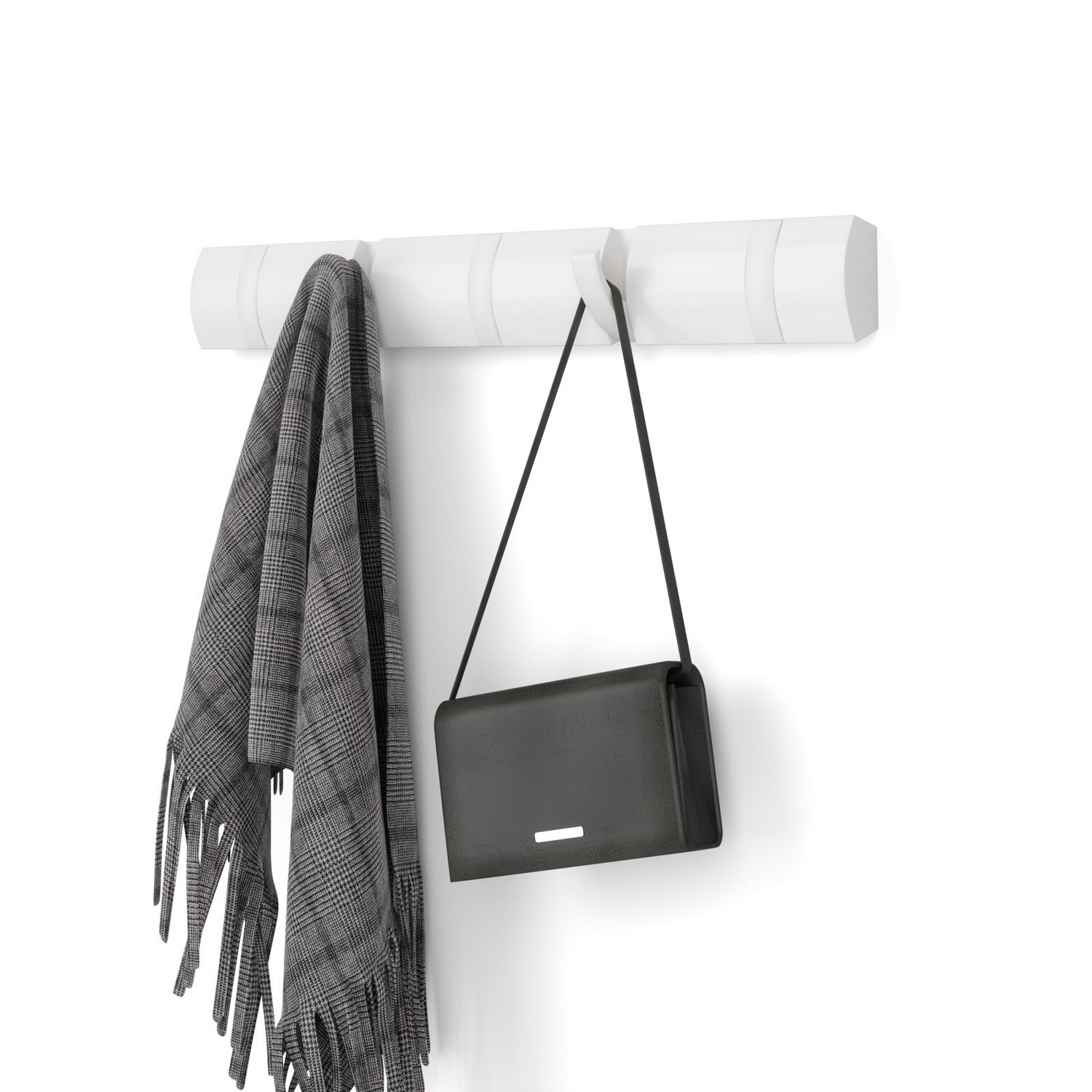 Nástěnný věšák 5 háčků Umbra Flip - bílý/bílý