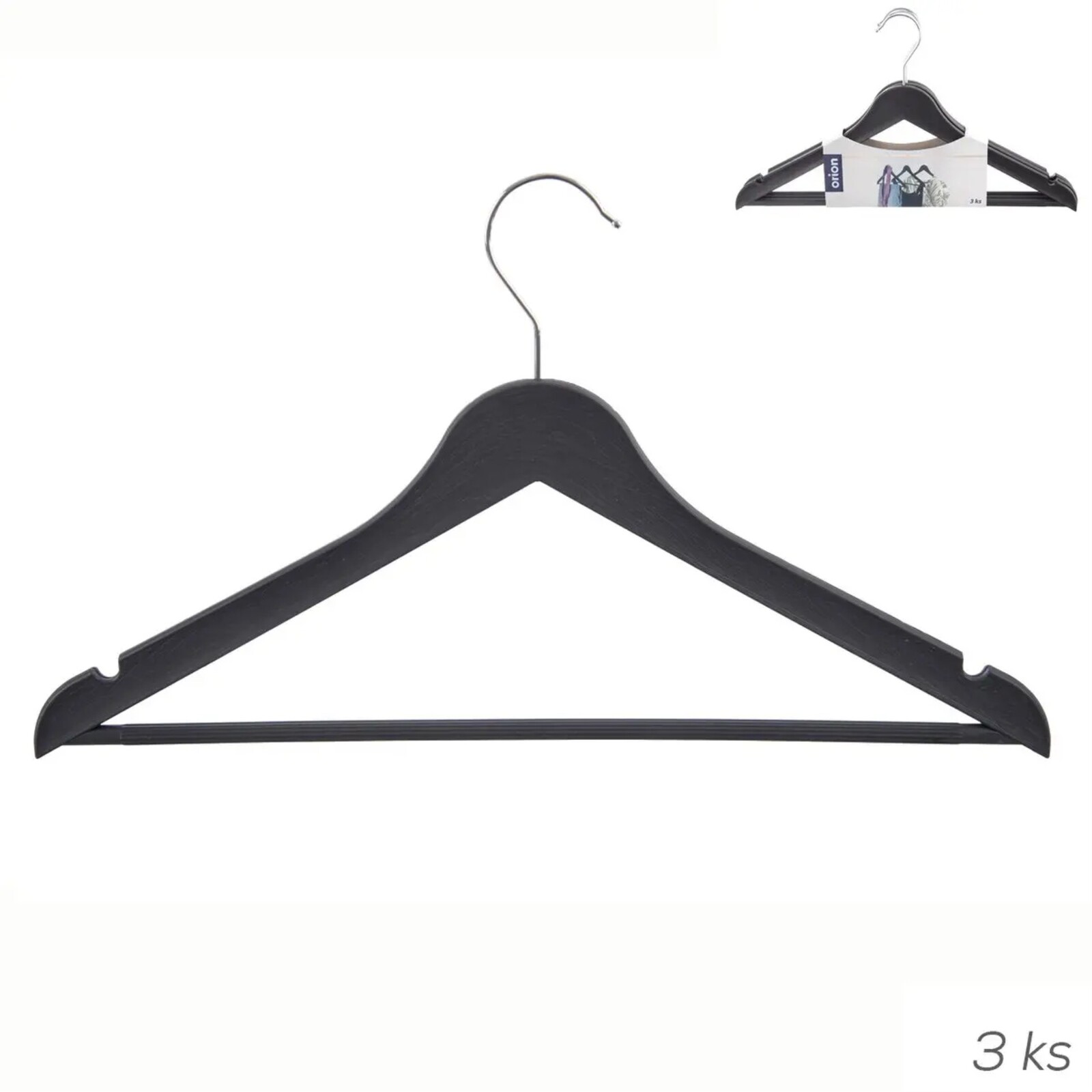 Tvoříme vaši domácnost - Orion Ramínko plastové, otočné - 3 ks v balení, černé