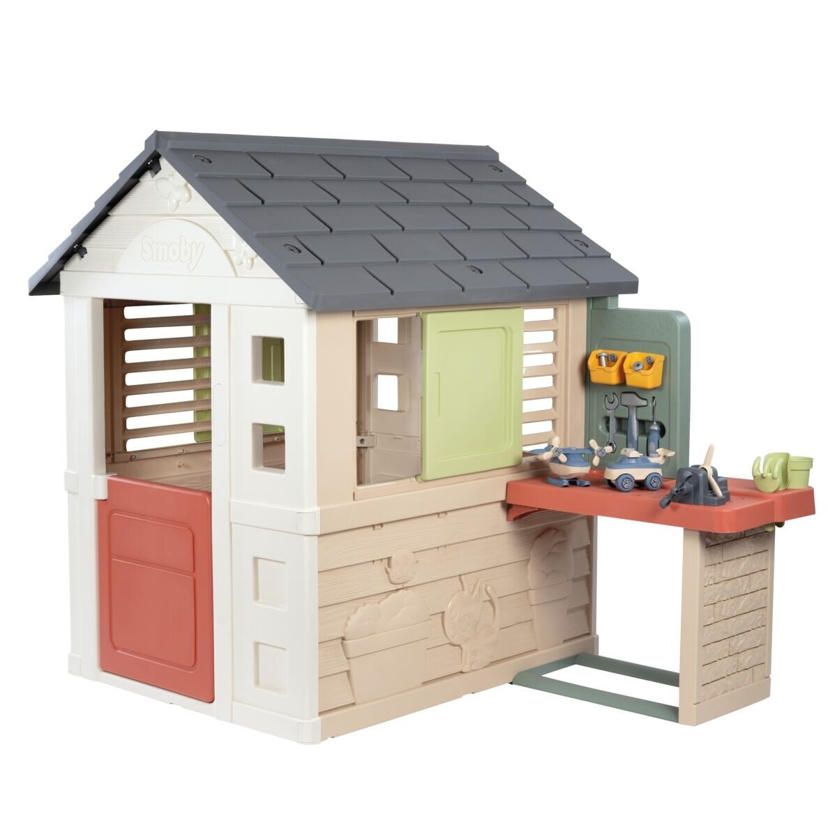 Smoby Domeček Life Nature s dílnou pro kutily