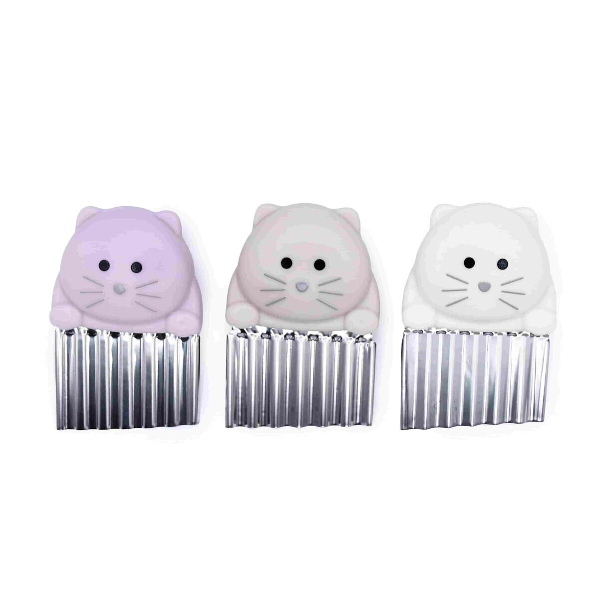 Melii Vlnkovací kráječ Kočka 3 ks - růžový/ šedý