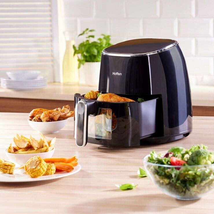 Air Fryer Fritéza bez tuku s okénkem Hoffen, 1550 W, 5 l, černá