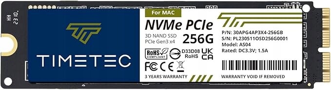 Ssd disk Timetec 256 Gb Mac NVMe PCIe Gen3x4 3D Nand Tlc Čtení až 2000 Mb/