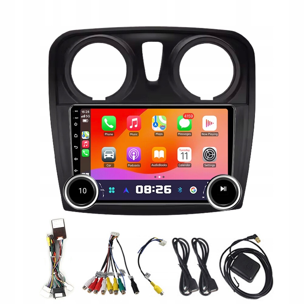 2Din Android 13 Autorádio pro Renault Logan 2 2012-2019 s CarPlay a 4G, 64GB