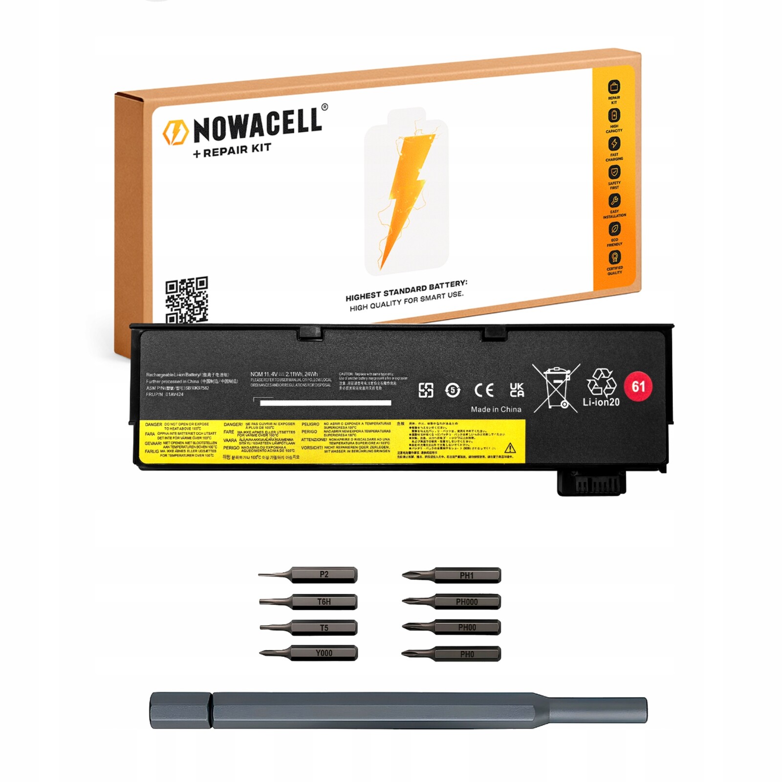 Baterie SB10K97582 61 pro Lenovo ThinkPad T470 T570 P51S A475 11.4 V 24 Wh