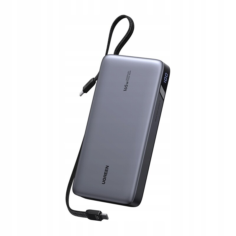 Ugreen PB552 Powerbanka 25000mAh 165W Usb Usb-c Vestavěný kabel Šedá