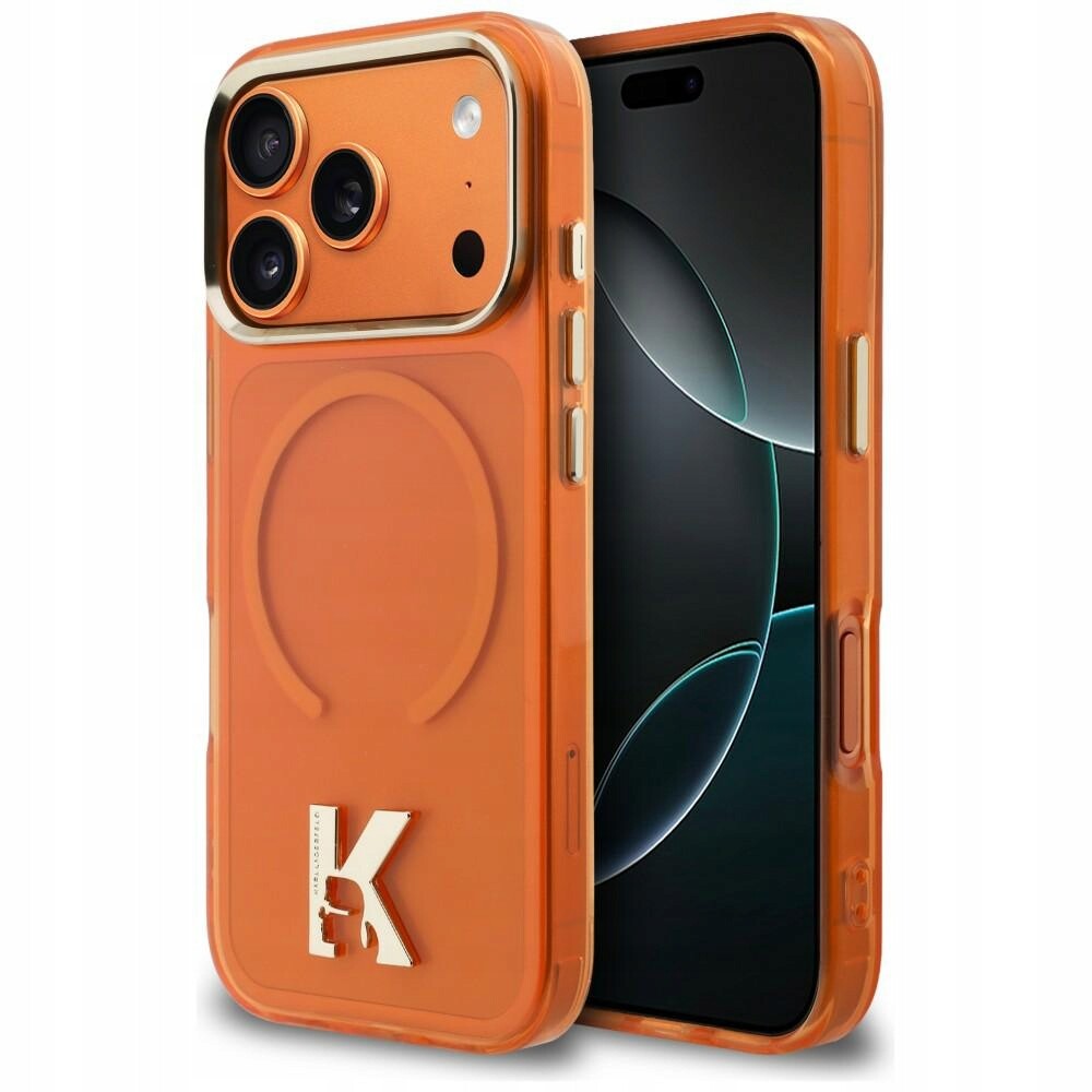 Pouzdro Karl Lagerfeld IML K Head Logo MagSafe pro iPhone 17 Pro oranžové