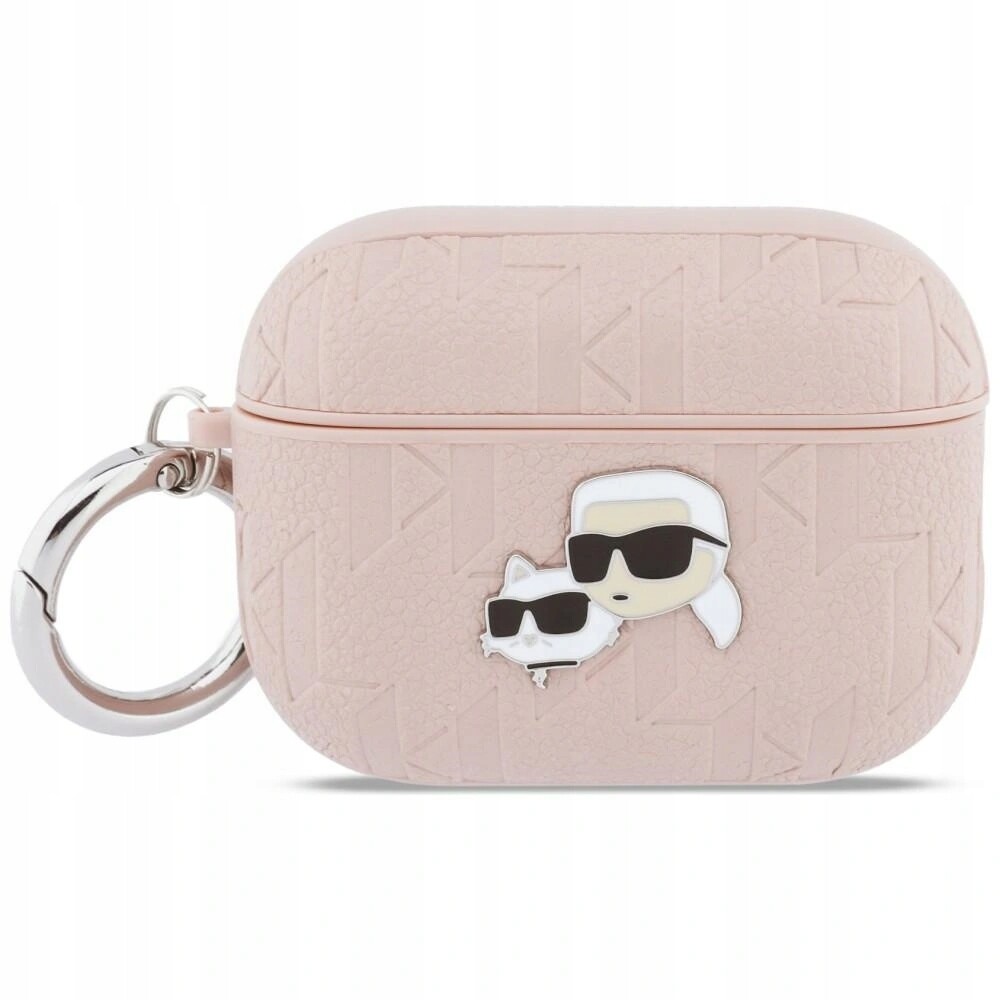 Pouzdro Karl Lagerfeld Monogram Karl & Choupette Head pro AirPods Pro 3 růžové