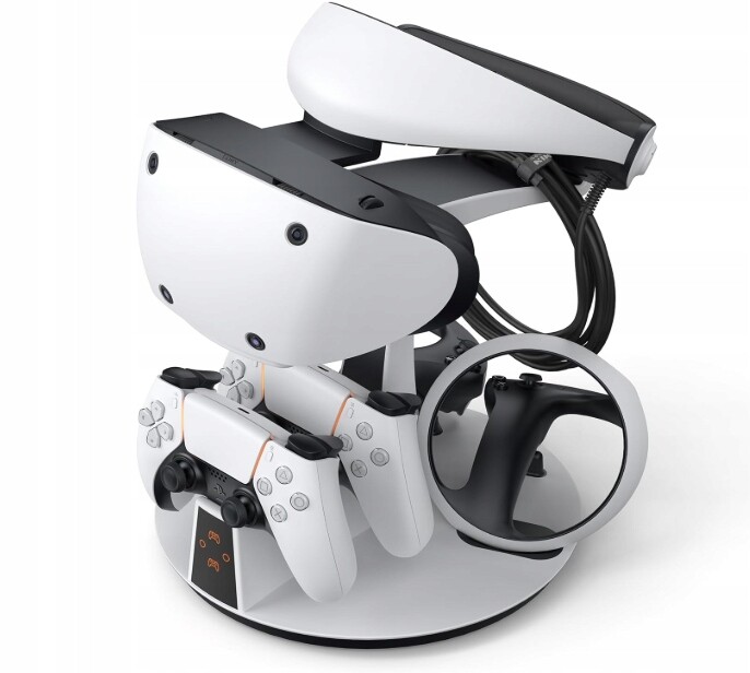 Dokovací stanice Kiwi Design D2 3v1 pro PSVR2 a ovladače PS5 Led