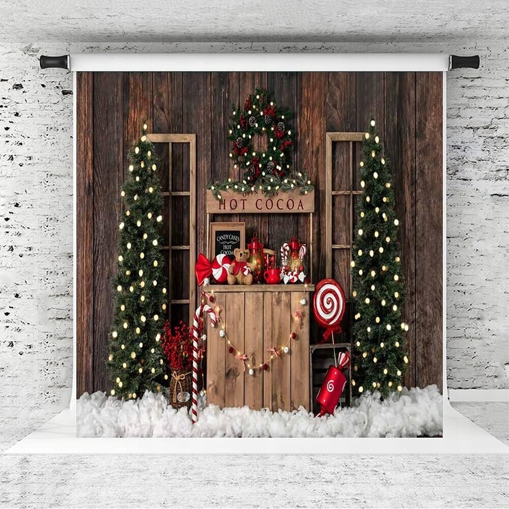 Fotografické pozadí Vánoce 3x3m stromečky kakao cukrová hůl studio
