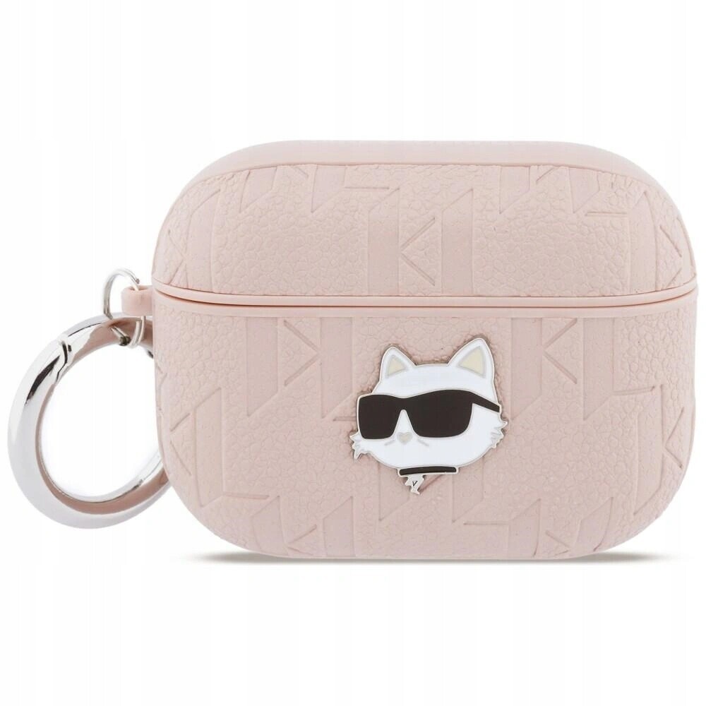 Pouzdro Karl Lagerfeld Monogram Choupette Head pro AirPods Pro 3 růžové