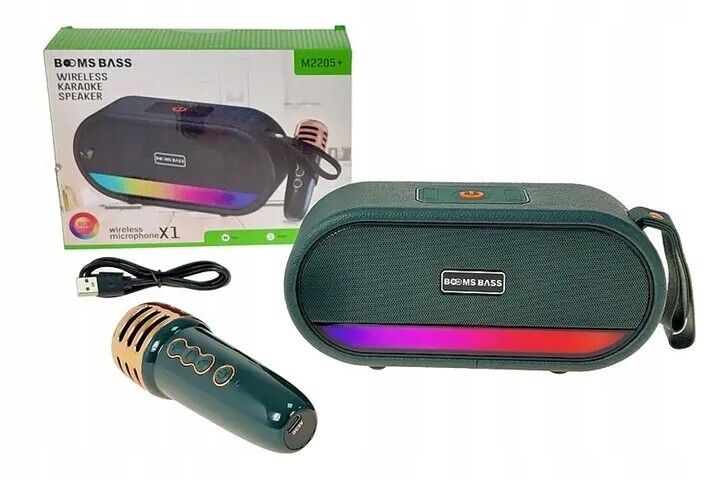 Reproduktor S Mikrofonem Bluetooth Karaoke Bezdrátový Set Párty Led