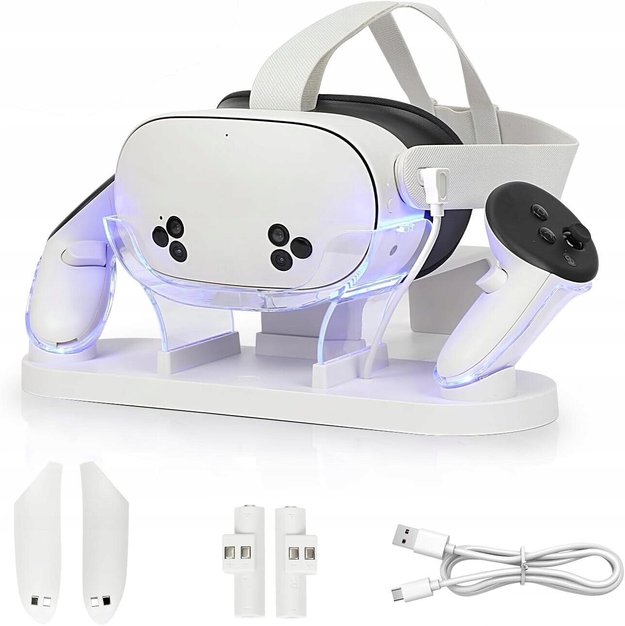 Designová nabíjecí stanice, kompatibilní s Meta Quest 3S/Quest 3 Led/rgb