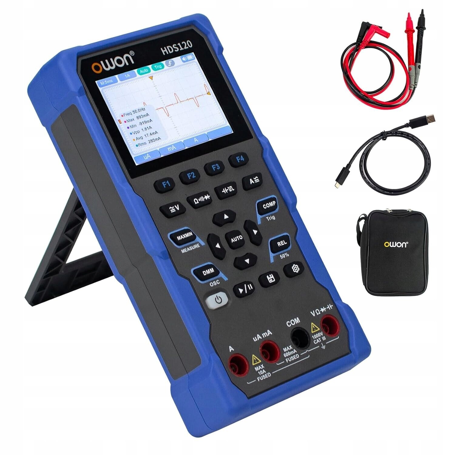 Owon HDS120 osciloskop multimetr 2v1 přenosný 1 MHz Ips 20000 počtů