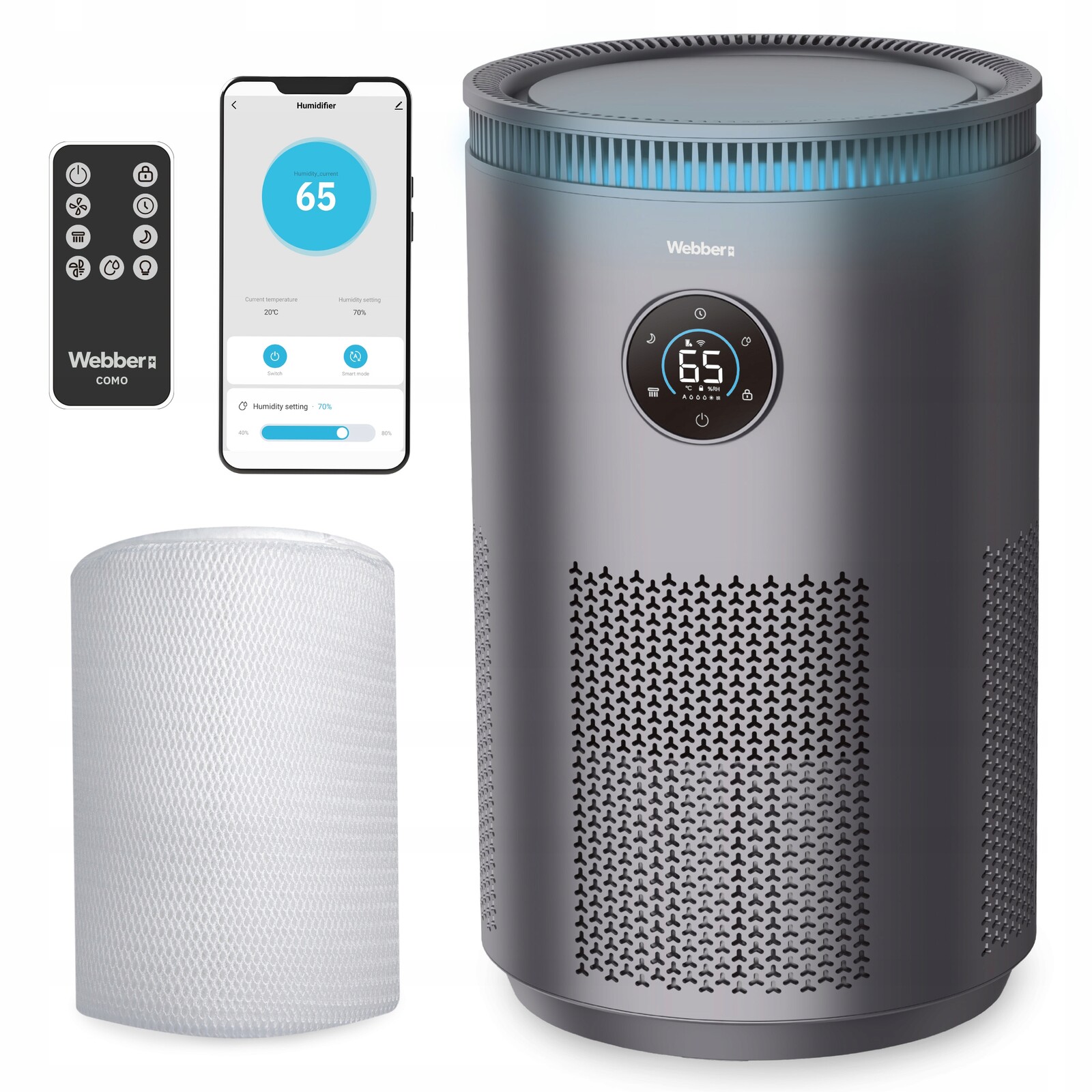 Evaporační zvlhčovač Webber Como EH4001 Uv-c Ionizace WiFi Atr 360° 5L