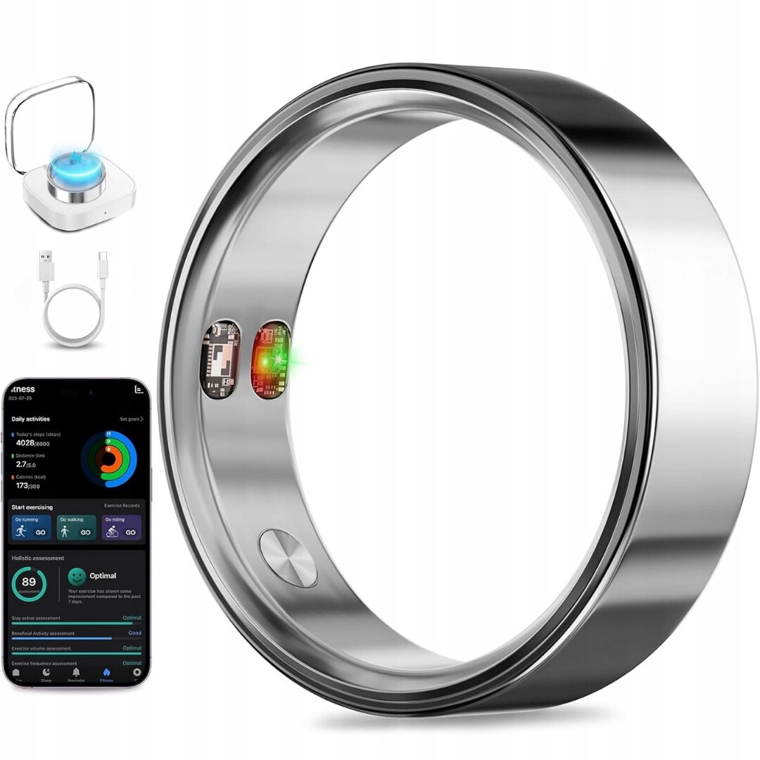 Chytrý prsten Tarnish, celokovový, upozornění na odchylky, monitorování Hrv, velikost 12