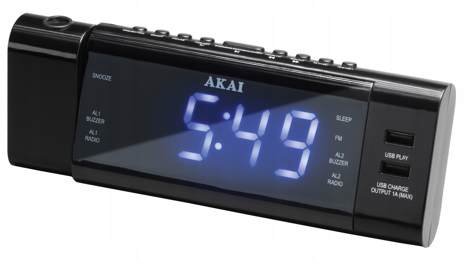 Fm Rádio Budík 24 Hodinový S Projektorem A Usb Displejem Akai ACR-3888