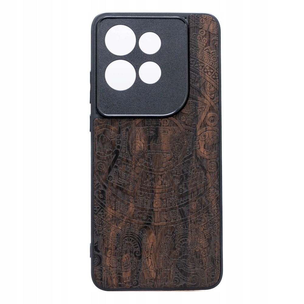 Dřevěné Pouzdro pro Motorola Edge 50 Neo 60 Neo Kalendář Aztécký Ziricote