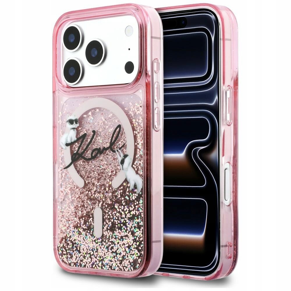 Pouzdro Karl Lagerfeld Liquid Glitter Karl Script Logo MagSafe pro iPhone 17 Pro