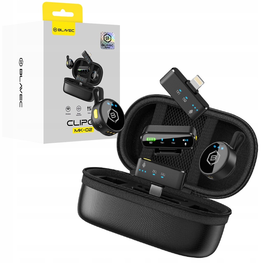 Blavec Bezdrátový mikrofon Kravatový x 2 MK-02 ClipGo Combo: Typ C, Ligh